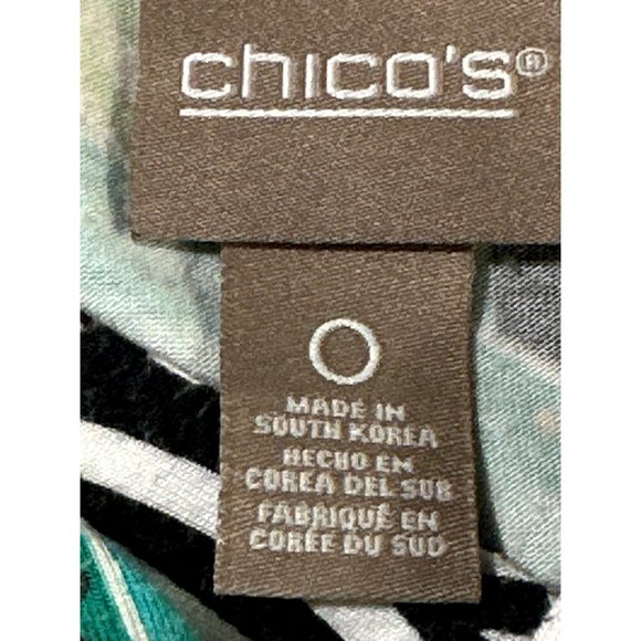 Chicos Short Sleeve Blouse Vibrant Multi Colored Floral Abstract Print V Neck - Picture 5 of 10